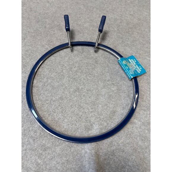 7" Spring Tension Embroidery Hoop with Metal Frame & Blue Plastic Handles - Picture 3 of 6